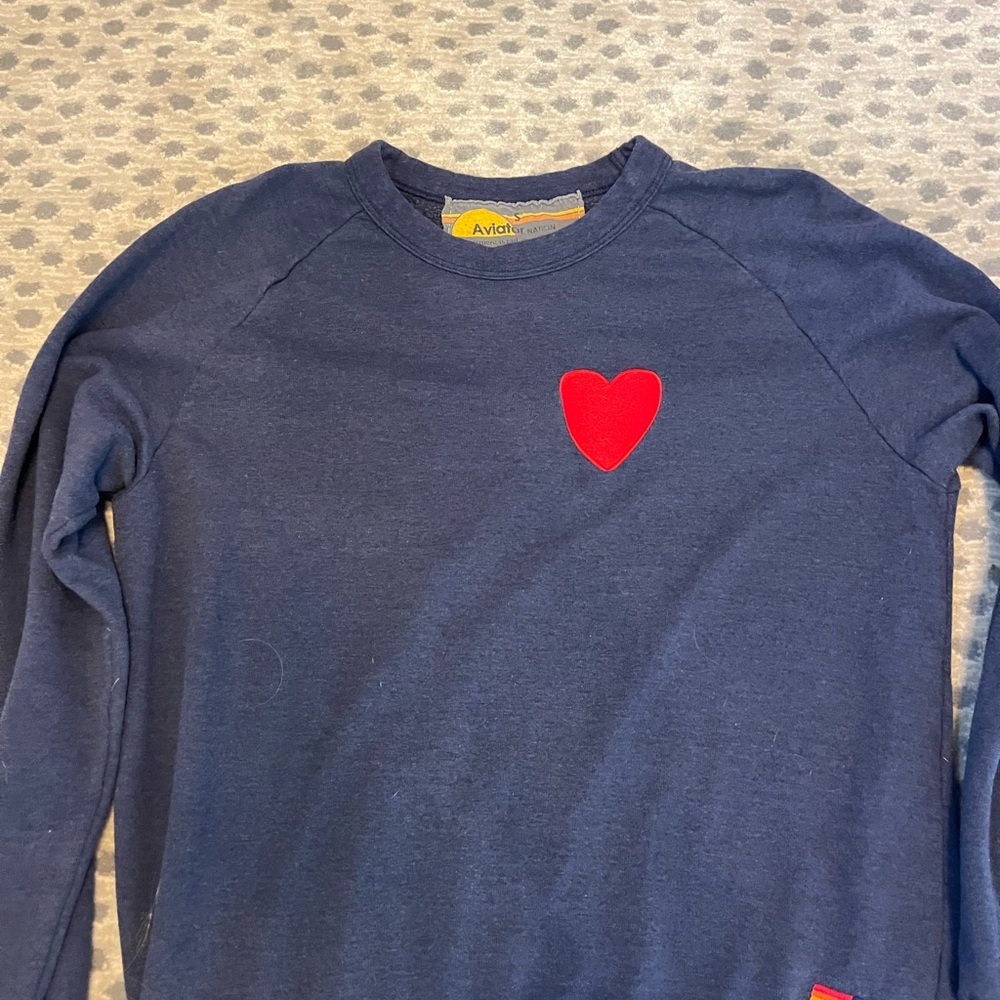 Aviator Nation Navy Sweatshirt with Red Heart